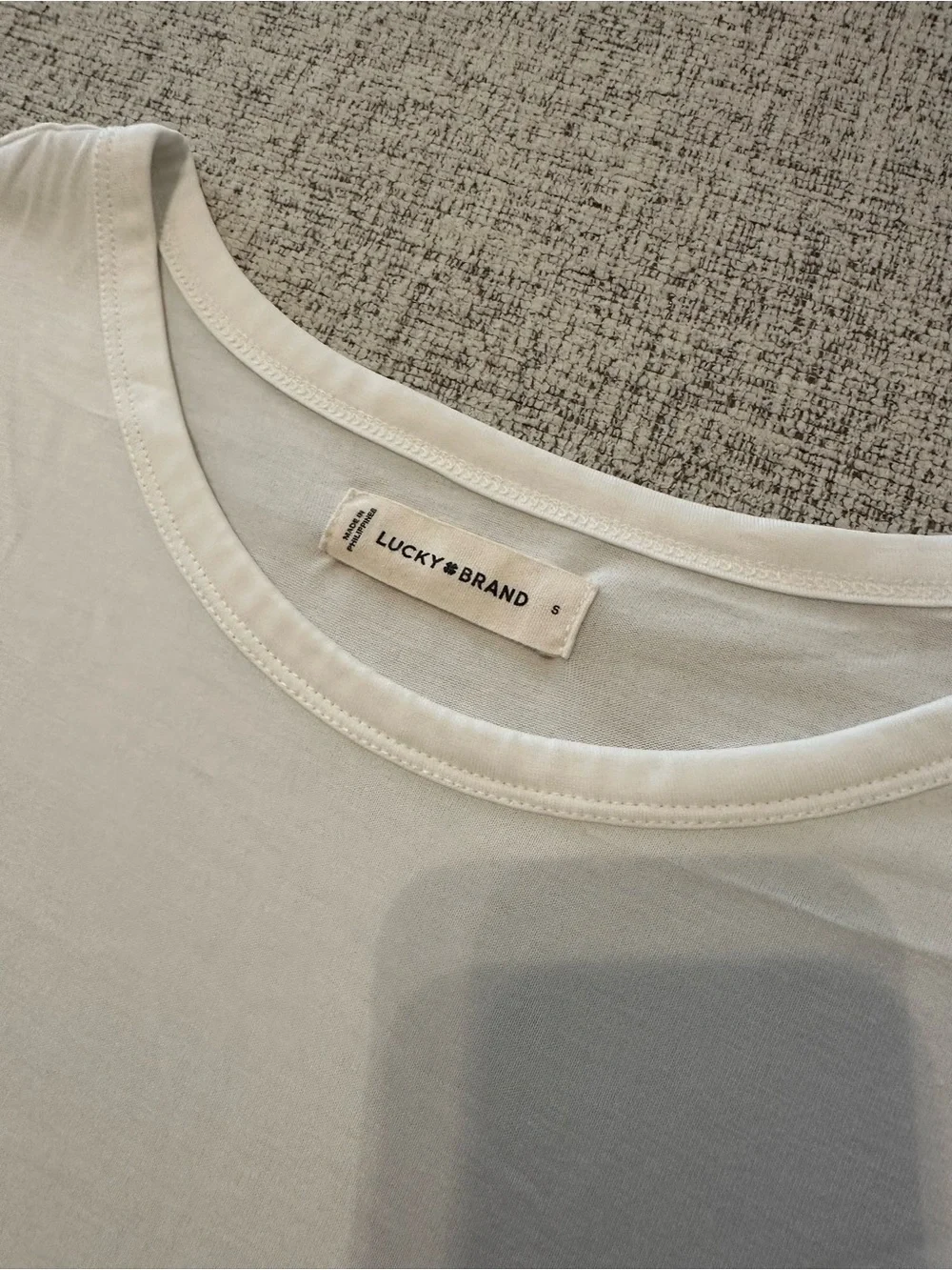 Lucky Brand White Scoop Neck Short Sleeve Tee